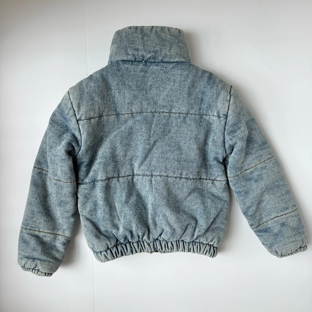 Kidpik Girls Blue Denim Puffer Jacket Zip-Up Size 7-8 - Picture 4 of 5